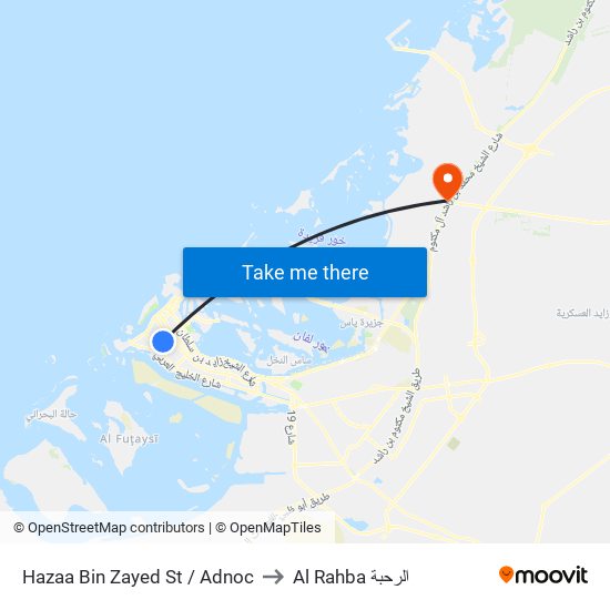 Hazaa Bin Zayed St / Adnoc to Al Rahba الرحبة map