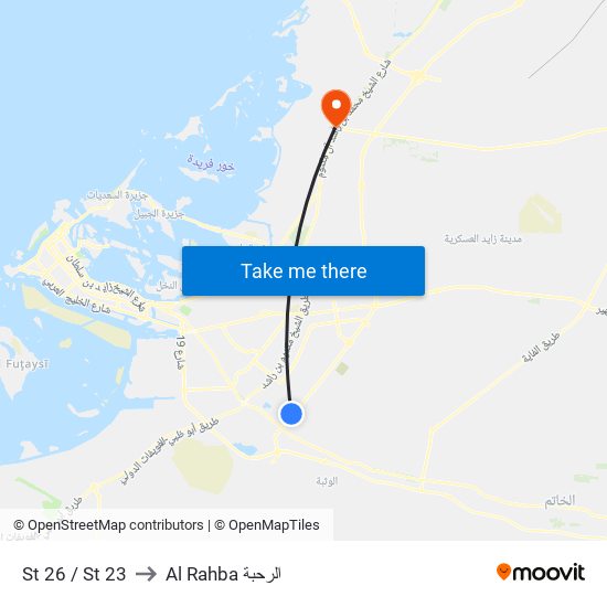 St 26 / St 23 to Al Rahba الرحبة map