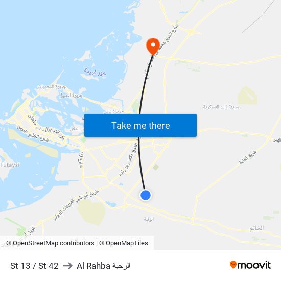 St 13 / St 42 to Al Rahba الرحبة map
