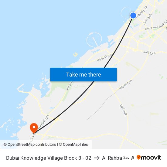 Dubai Knowledge Village Block 3 - 02 to Al Rahba الرحبة map