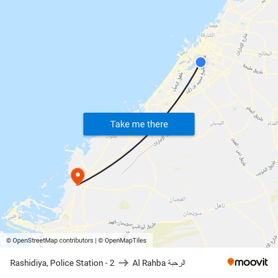 Rashidiya, Police Station - 2 to Al Rahba الرحبة map