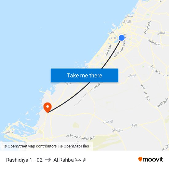 Rashidiya 1 - 02 to Al Rahba الرحبة map