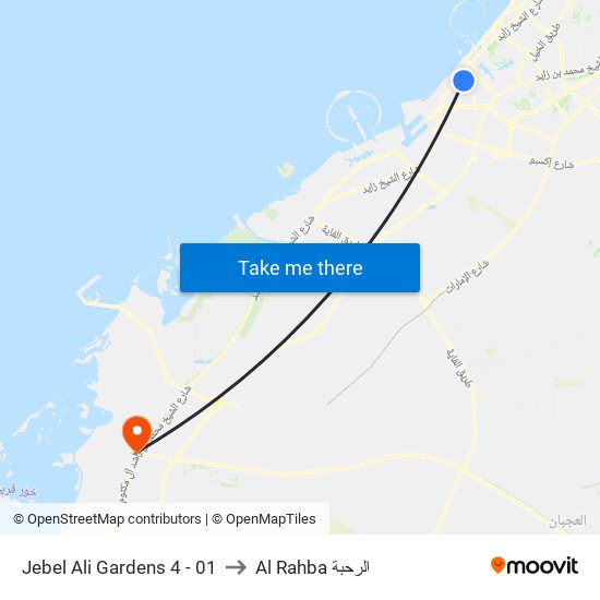 Jebel Ali Gardens 4 - 01 to Al Rahba الرحبة map