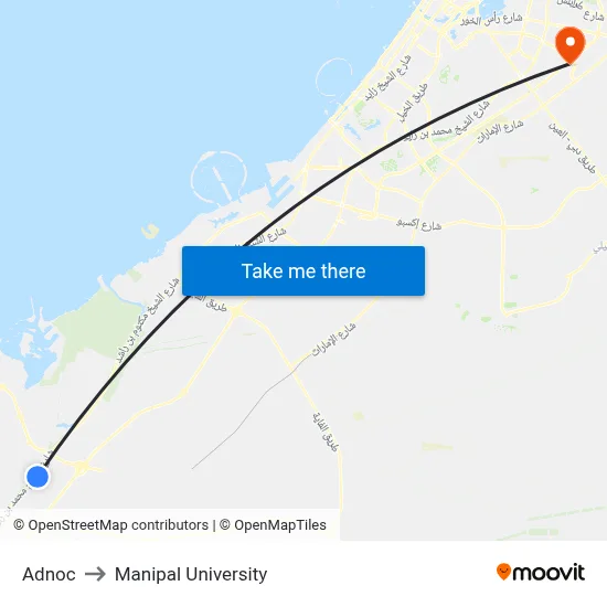 Adnoc to Manipal University map