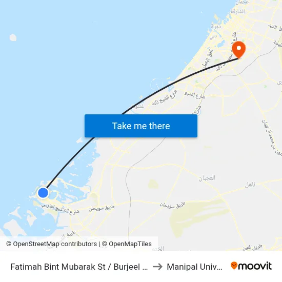 Fatimah Bint Mubarak St / Burjeel Hospital to Manipal University map