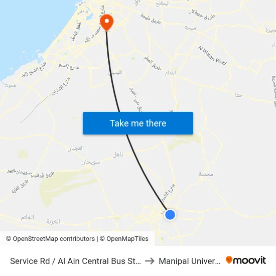 Service Road / Al Ain Central Bus Station to Manipal University map