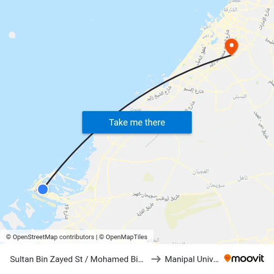 Sultan Bin Zayed St / Mohamed Bin Khalifa St to Manipal University map