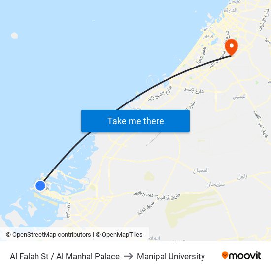 Al Falah St / Al Manhal Palace to Manipal University map