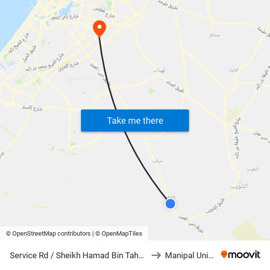 Service Rd  / Sheikh Hamad Bin Tahnoon Mosque to Manipal University map