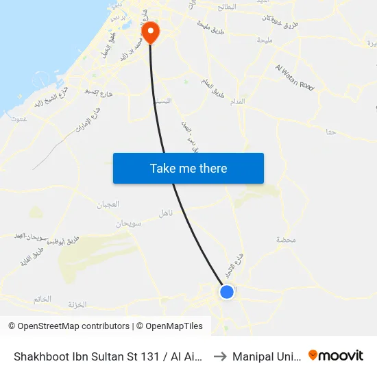 Shakhboot Ibn Sultan St 131 / Al Ain Hospital West to Manipal University map