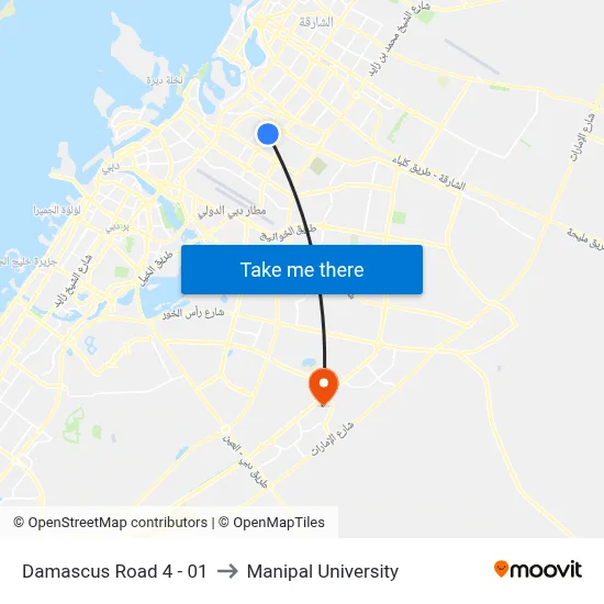 Damascus Road 4 - 01 to Manipal University map
