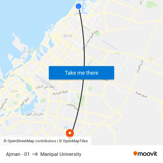 Ajman - 01 to Manipal University map
