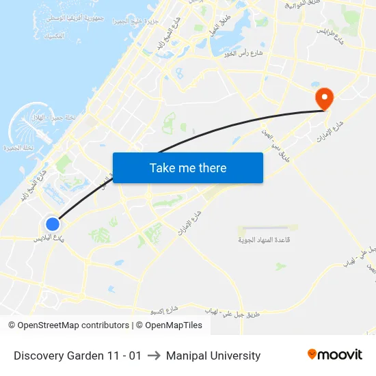 Discovery Garden 11 - 01 to Manipal University map