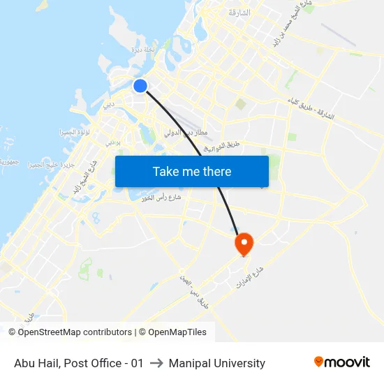 Abu Hail, Post Office - 01 to Manipal University map