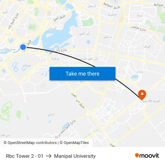 RBC Tower 2 - 01 to Manipal University map