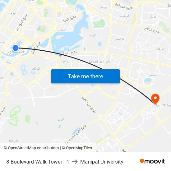 8 Boulevard Walk Tower - 1 to Manipal University map