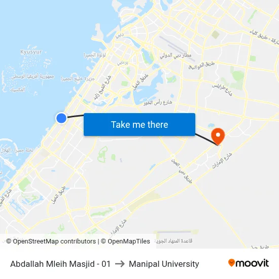 Abdallah Mleih Mosque - 01 to Manipal University map