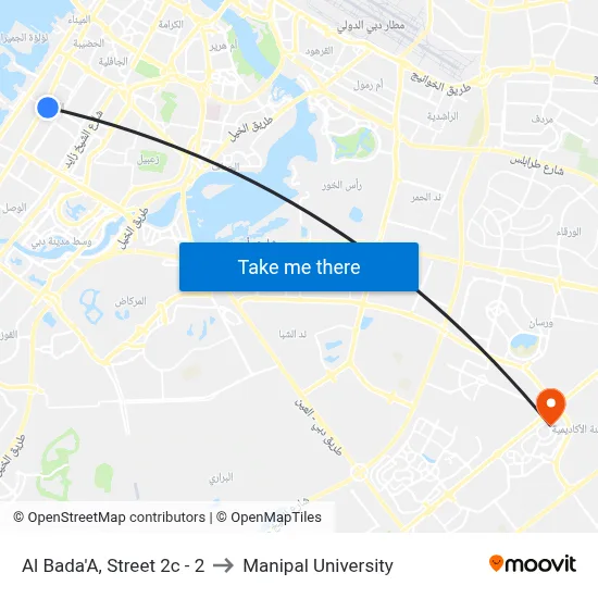 Al Bada'a, Street 2c - 2 to Manipal University map