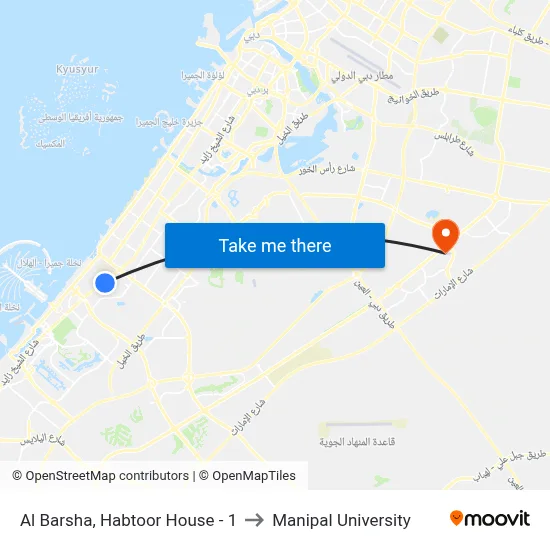 Al Barsha, Habtoor House - 1 to Manipal University map