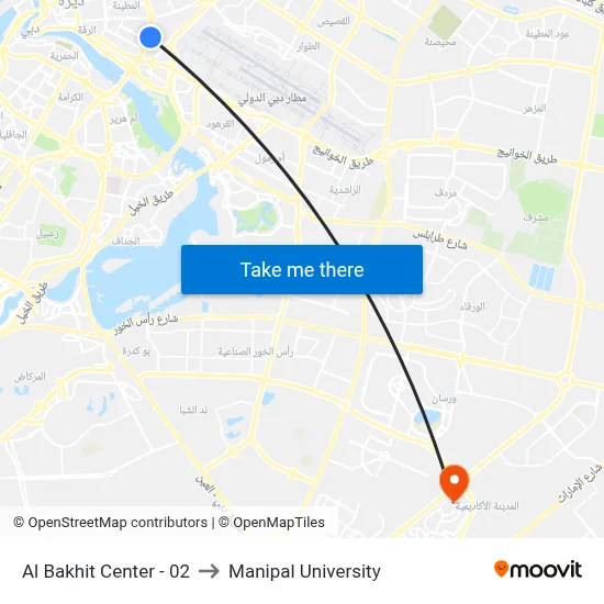 Al Bakhit Center - 02 to Manipal University map