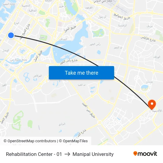 Rehabilitation Center - 01 to Manipal University map