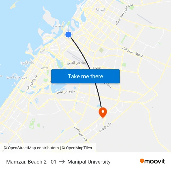 Mamzar, Beach 2 - 01 to Manipal University map