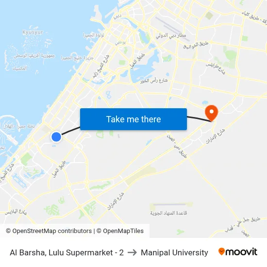 Al Barsha, Lulu Supermarket - 2 to Manipal University map