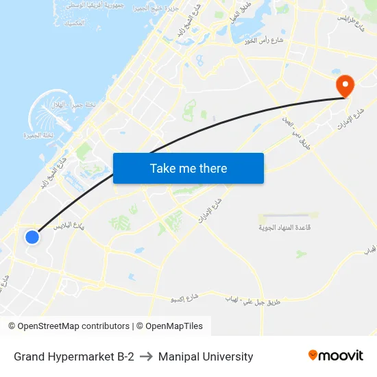 Grand Hypermarket B-2 to Manipal University map