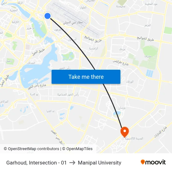 Garhoud, Intersection - 01 to Manipal University map