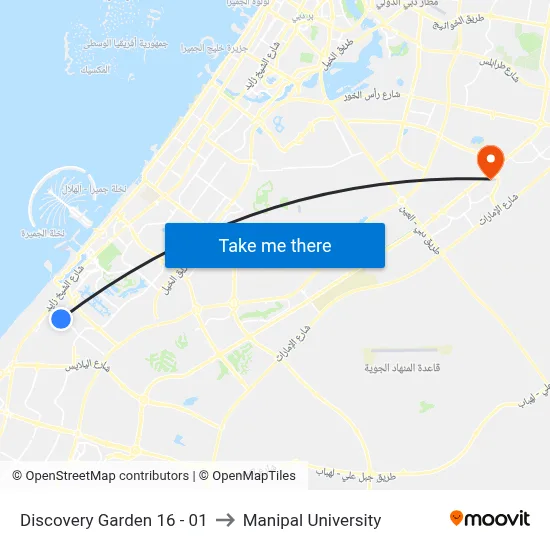 Discovery Garden 16 - 01 to Manipal University map