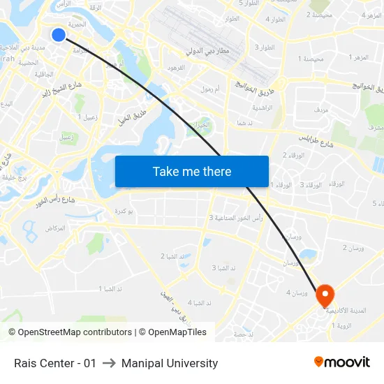 Rais Center - 01 to Manipal University map