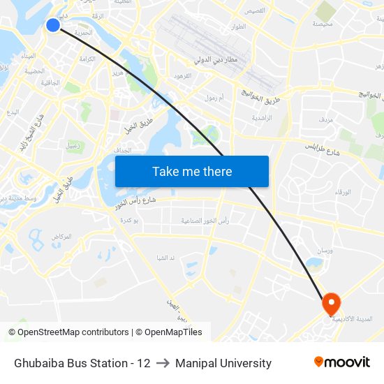 Ghubaiba Bus Station - 12 to Manipal University map