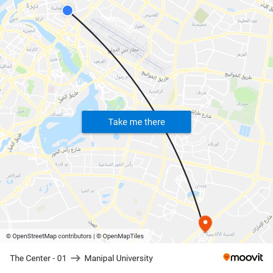 The Center - 01 to Manipal University map