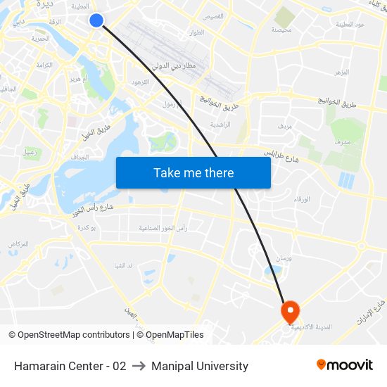 Hamarain Center - 02 to Manipal University map