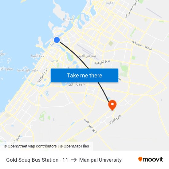 Gold Souq Bus Station - 11 to Manipal University map