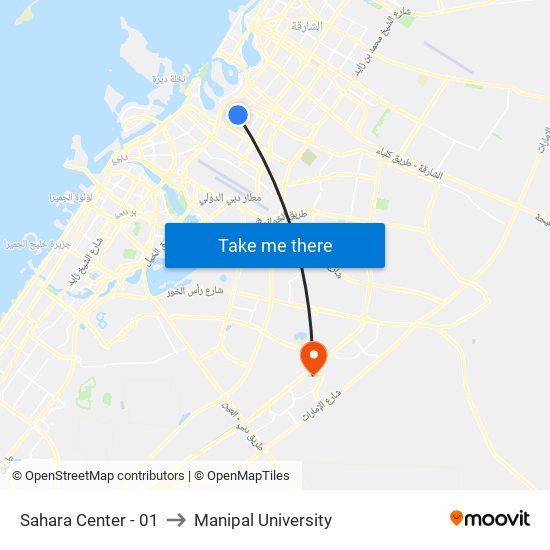 Sahara Center - 01 to Manipal University map