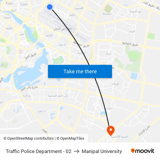 Traffic Police Department - 02 to Manipal University map