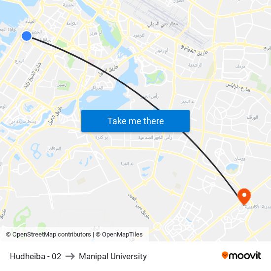 Hudheiba - 02 to Manipal University map