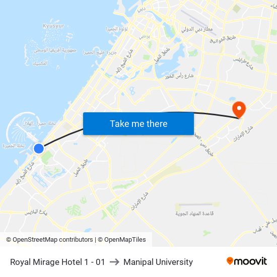 Royal Mirage Hotel 1 - 01 to Manipal University map