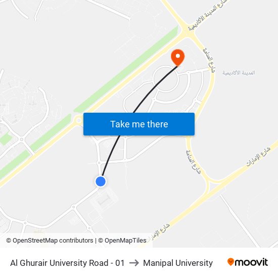 Al Ghurair University Road - 01 to Manipal University map