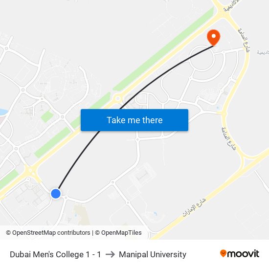 Dubai Men's College 1 - 1 to Manipal University map