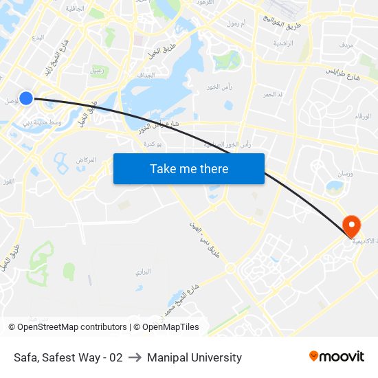 Safa, Safest Way - 02 to Manipal University map