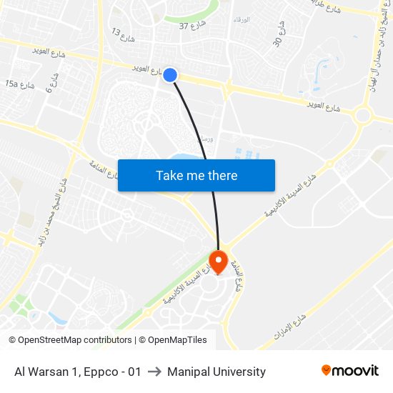 Al Warsan 1, Eppco - 01 to Manipal University map
