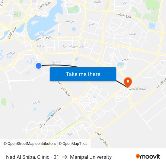 Nad Al Shiba, Clinic - 01 to Manipal University map