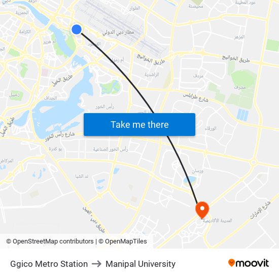 Ggico Metro Station to Manipal University map