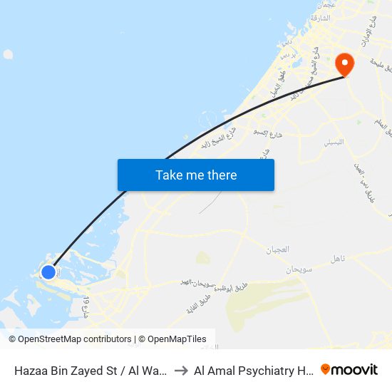 Hazaa Bin Zayed St / Al Wahda Mall to Al Amal Psychiatry Hospital map