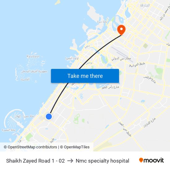 Shaikh Zayed  Road 1 - 02 to Nmc specialty hospital map