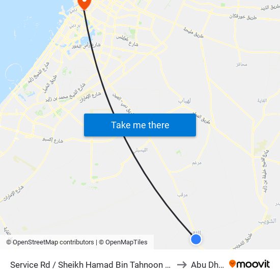Service Rd  / Sheikh Hamad Bin Tahnoon Mosque to Abu Dhabi map