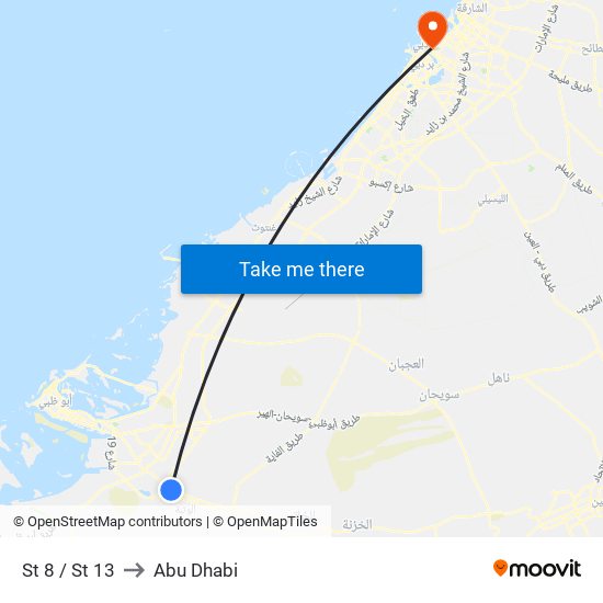 St 8 / St 13 to Abu Dhabi map