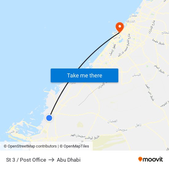 St 3 / Post Office to Abu Dhabi map